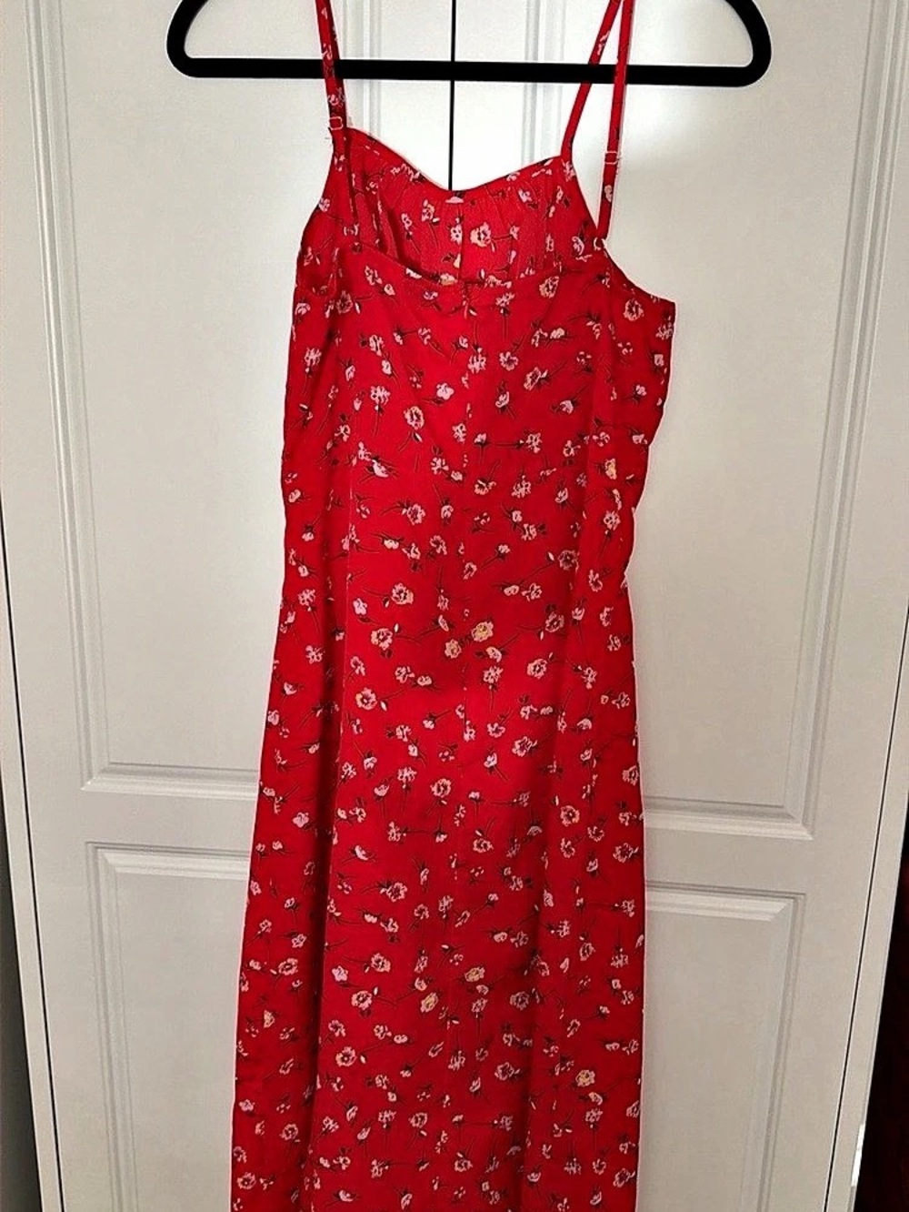 Red Floral Strappy Maxi Dress Like New